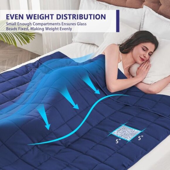 Cooling Weighted Blanket 12 LB Multi Sizes - Blue - Picture 2 of 6